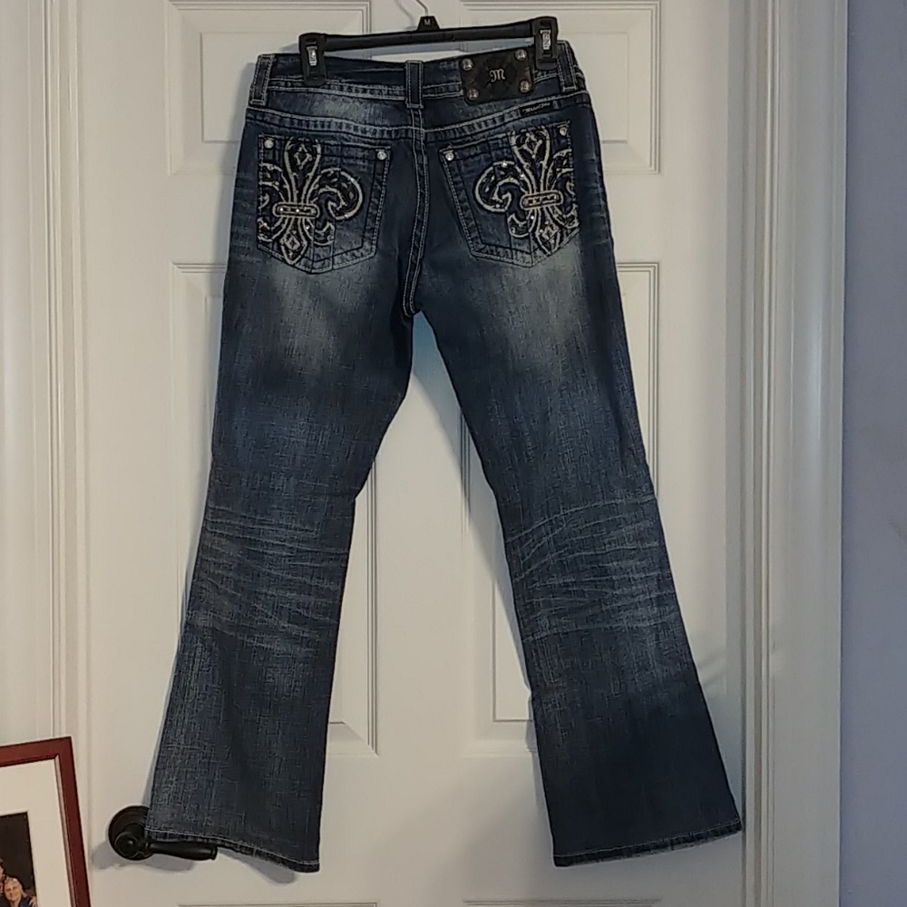 Miss Me Jeans, hemmed to 29" inseam.